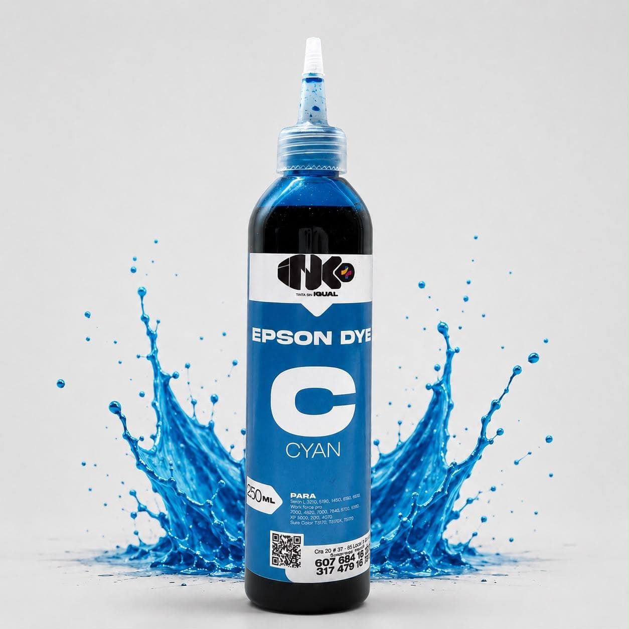 Tinta compatible Epson DYE Cyan 250 mL